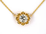 44162 - Gold Diamond 8-Prong Scalloped Solitaire Pendant