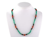 45120 - Art Deco Gold Green & Black Onyx Carnelian Rondell Bead Necklace