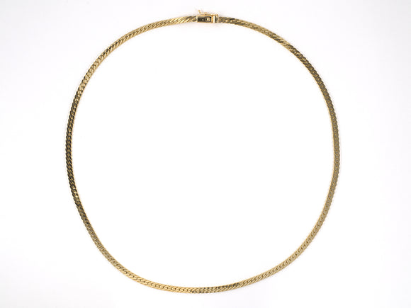 45168 - SOLD - Gold Flat Herringbone Chain Necklace