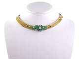 45182 - Circa 1970 Gold Platinum Diamond Emerald Ruby Floral Ornament Woven Necklace