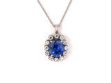 45192 - SOLD - Gold AGL Sapphire Diamond Cluster Pendant Necklace