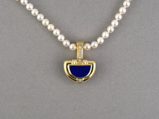 45226 - Gold Diamond Lapis Pearl Enhancer Pendant