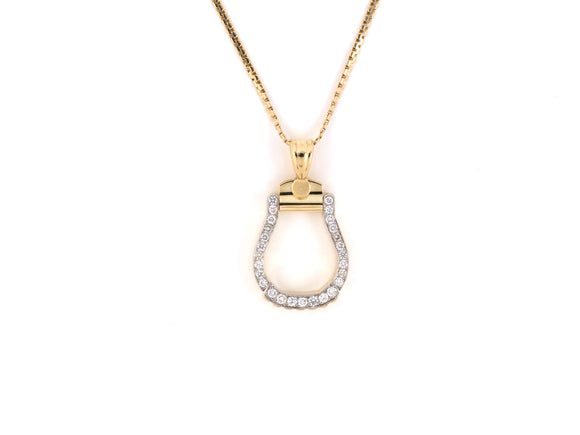 45237 - SOLD - Gold Diamond Horseshoe Door Knocker Pendant Necklace