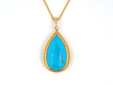 45249 - Gold Diamond Pear Shape Turquoise Pendant Necklace