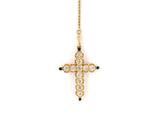 45297 - Victorian Gold Diamond Black Enamel Cross Pin Pendant Sautoir