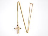 45297 - Victorian Gold Diamond Black Enamel Cross Pin Pendant Sautoir