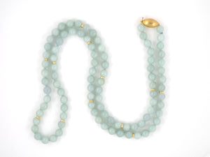 45330 - SOLD - Gold GIA JADEITE BEAD NECKLACE