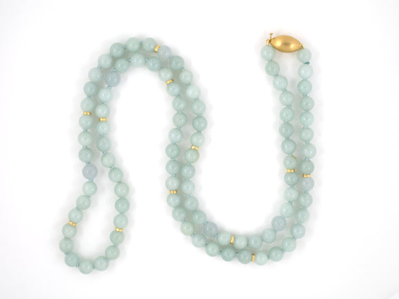 45330 - SOLD - Gold GIA JADEITE BEAD NECKLACE