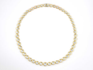 45331 - SOLD - Platinum Gold Diamond Bezel Set Graduated Riviere Necklace