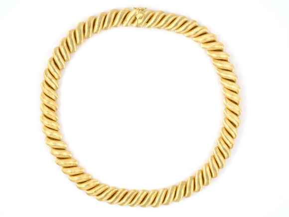 45346 - SOLD - Buccellati Torchon Gold Florentined S Link Choker Necklace