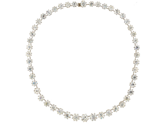 45356 - Cerro Platinum Gold GIA Diamond Knife Edge Riviere Necklace