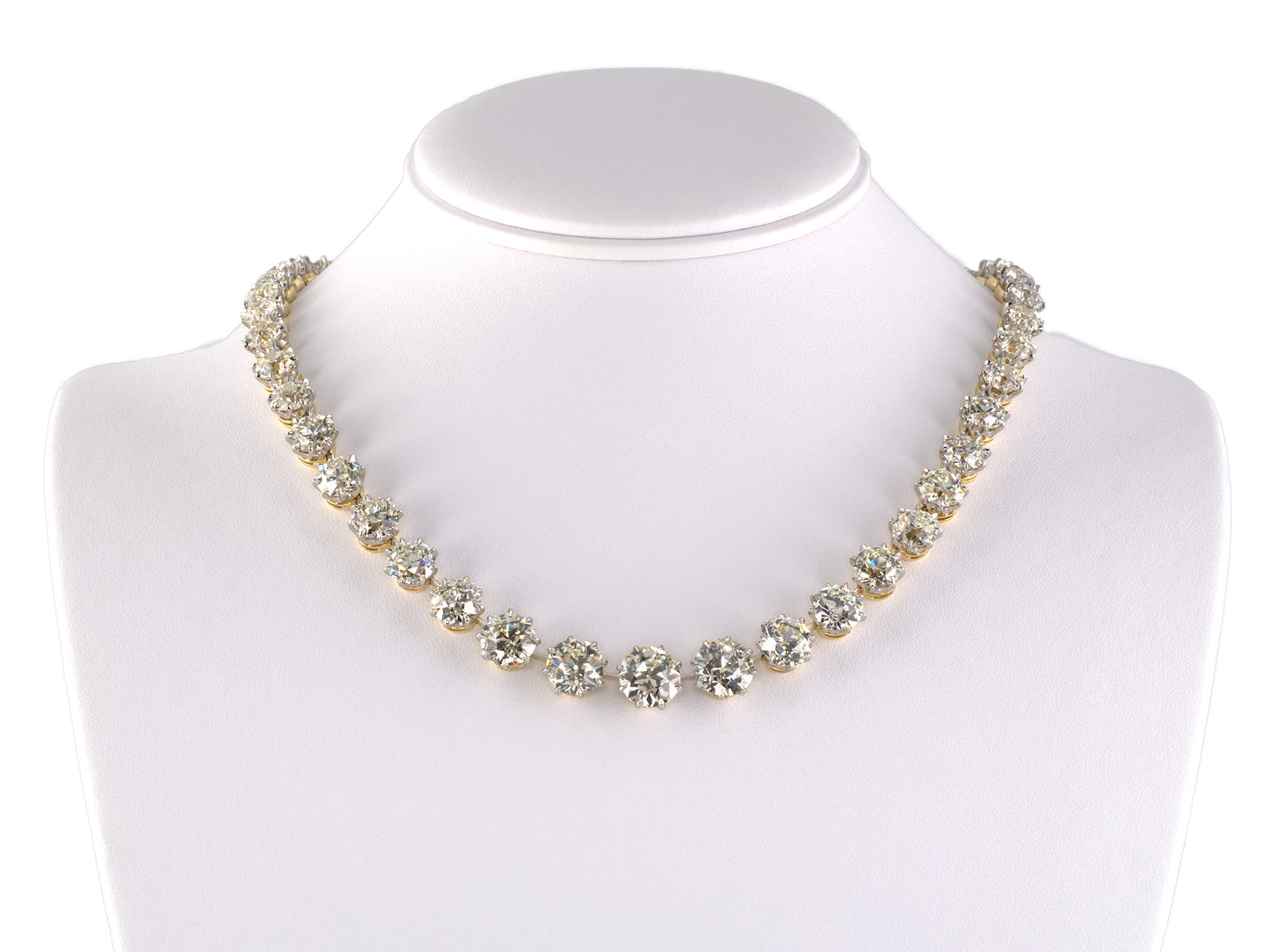 45356 - Cerro Platinum Gold GIA Diamond Knife Edge Riviere Necklace