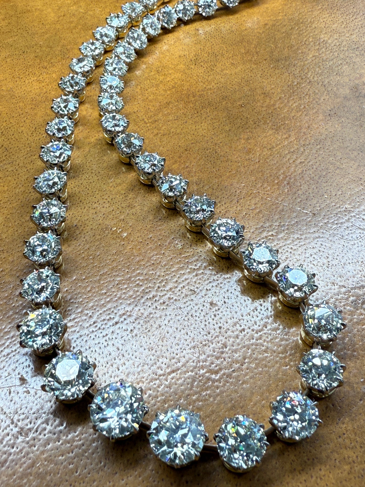 45356 - Cerro Platinum Gold GIA Diamond Knife Edge Riviere Necklace