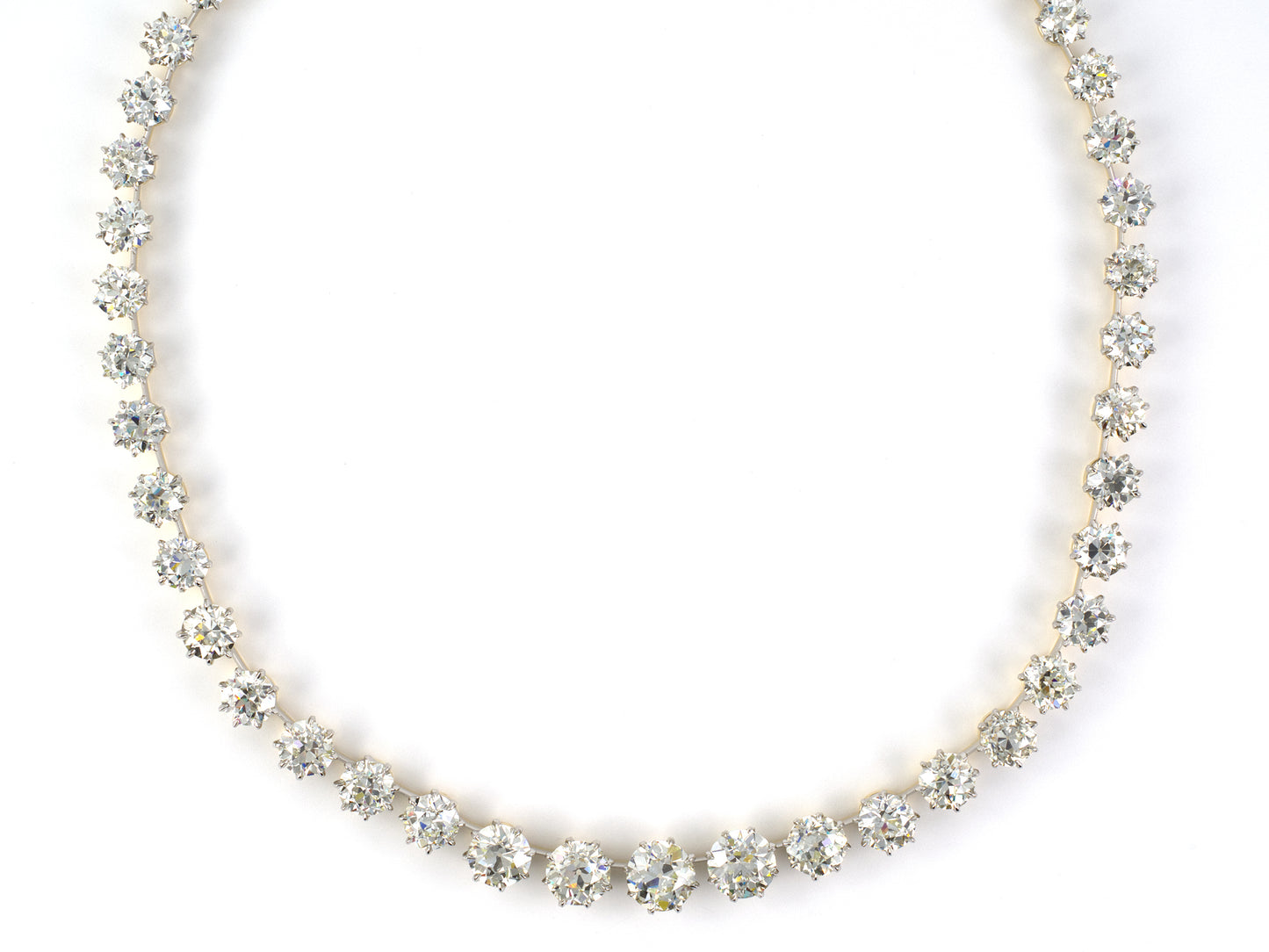 45356 - Cerro Platinum Gold GIA Diamond Knife Edge Riviere Necklace