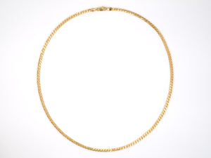 45377 - SOLD - Gold Corrugated Flat Curb Link Chain Necklace