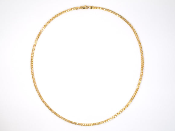 45377 - SOLD - Gold Corrugated Flat Curb Link Chain Necklace