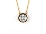 45383 - Cerro Gold Platinum GIA Diamond Enamel Solitaire Pendant Necklace