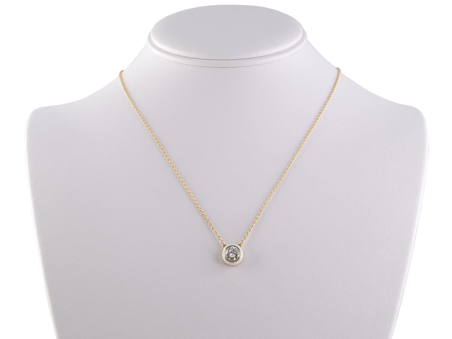 45400 - Cerro Gold Platinum GIA Diamond Enamel Solitaire Pendant Necklace