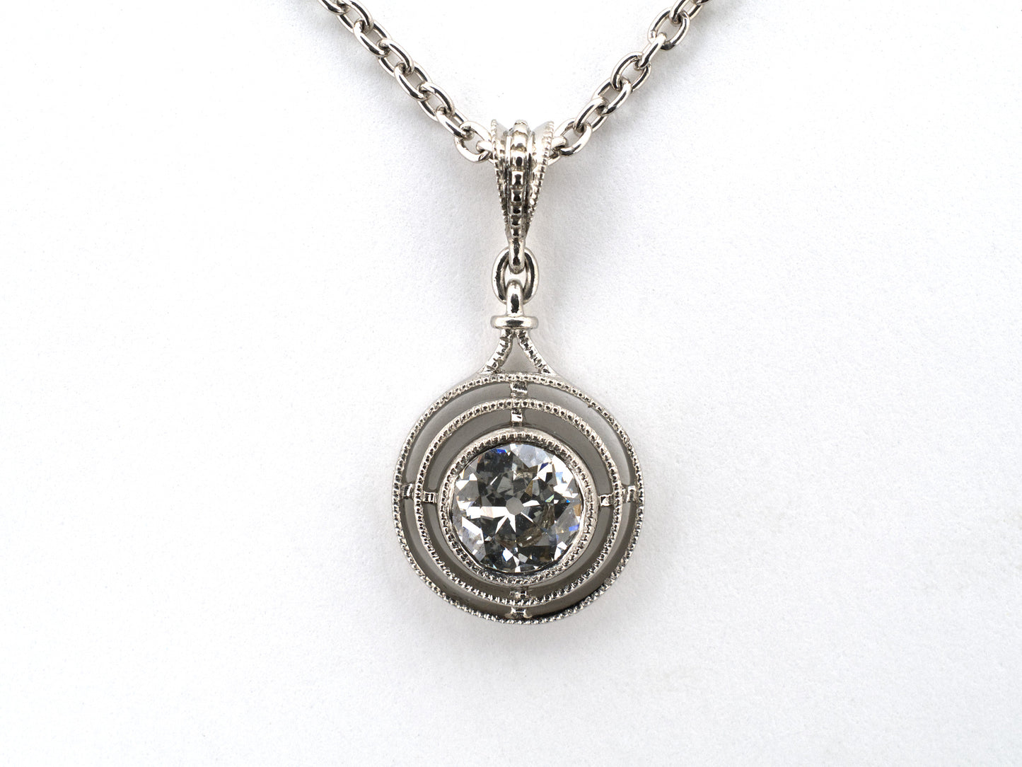 45406 - Platinum Diamond Merry Widow Pendant Necklace