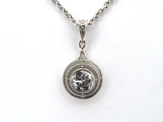 45406 - Platinum Diamond Merry Widow Pendant Necklace