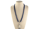 45411 - Edwardian Platinum Diamond Sapphire GIA Natural Pearl Torsade & Belle Epoque Tassel Drop Pendant Necklace