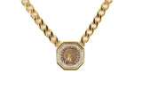 45440 - Webb Gold Platinum Diamond Indian Head Coin Pendant Necklace