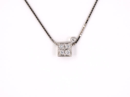 45443 - SOLD - Gold Diamond Square Ornament Pendant Necklace