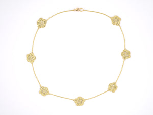 45451 - SOLD - Gold Oval Flower Textured Petals Necklace