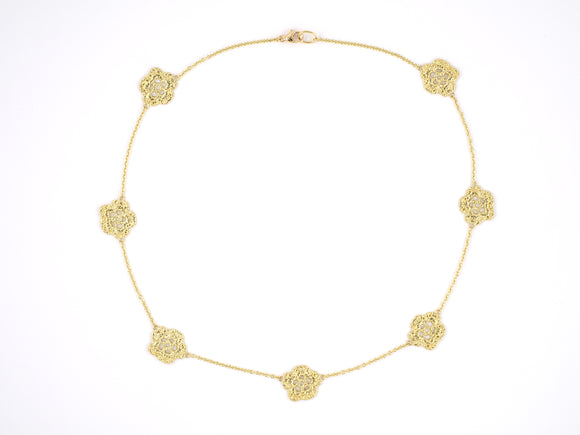 45451 - SOLD - Gold Oval Flower Textured Petals Necklace