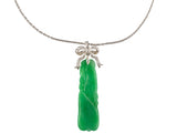 45455 - Circa 1890 Victorian Platinum Gold GIA Jadeite Diamond Bow Pendant Necklace