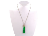 45455 - Circa 1890 Victorian Platinum Gold GIA Jadeite Diamond Bow Pendant Necklace