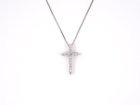 45456 - SOLD - Gold Diamond Cross Pendant Necklace