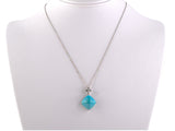 45462 - Platinum Sugarloaf Turquoise Diamond Pendant Necklace