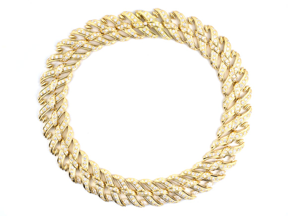 45465 - Circa 1980s Chaumet Gold Diamond Collar Necklace