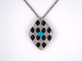 45466 - Gold Turquoise Black Onyx Crystal Pendant Necklace