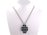 45466 - Gold Turquoise Black Onyx Crystal Pendant Necklace