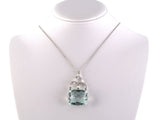 45467 - Art Deco Platinum Diamond Aqua Pendant Necklace