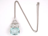 45467 - Art Deco Platinum Diamond Aqua Pendant Necklace