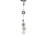 45468 - Art Deco Platinum Diamond Crystal Black Onyx Pendant Necklace