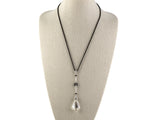 45468 - Art Deco Platinum Diamond Crystal Black Onyx Pendant Necklace