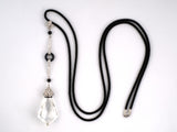 45468 - Art Deco Platinum Diamond Crystal Black Onyx Pendant Necklace