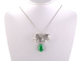 45471 - Circa 1950 Platinum Diamond Jadeite GIA Ribbon Pendant Necklace