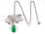 45471 - Circa 1950 Platinum Diamond Jadeite GIA Ribbon Pendant Necklace