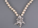 45472 - SOLD - Platinum Akoya Pearl Diamond Spray Drop Necklace