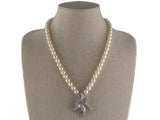 45472 - SOLD - Platinum Akoya Pearl Diamond Spray Drop Necklace