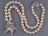 45472 - SOLD - Platinum Akoya Pearl Diamond Spray Drop Necklace