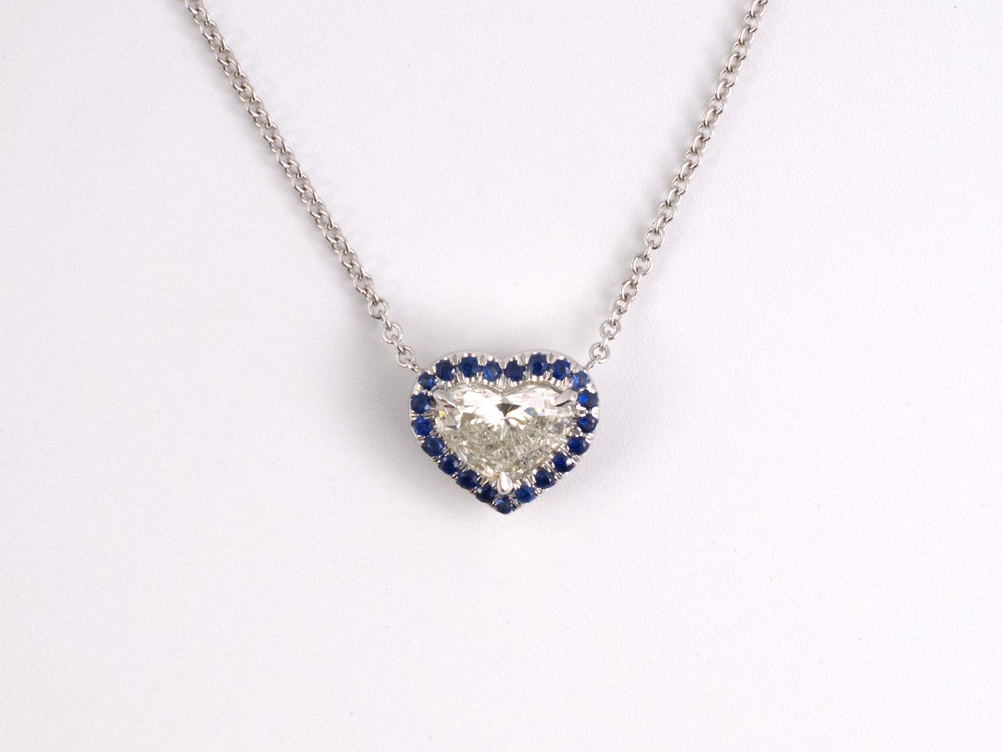 45473 - SOLD - Gold GIA Diamond Sapphire Pendant Necklace