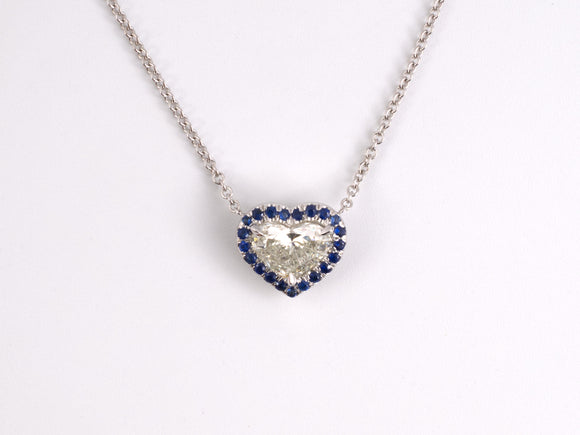 45473 - Gold GIA Diamond Sapphire Pendant Necklace