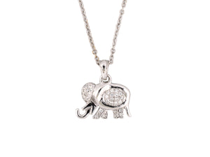 45476 - Gold Diamond Elephant Pendant Necklace