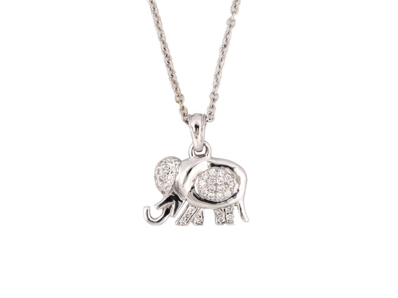 45476 - Gold Diamond Elephant Pendant Necklace
